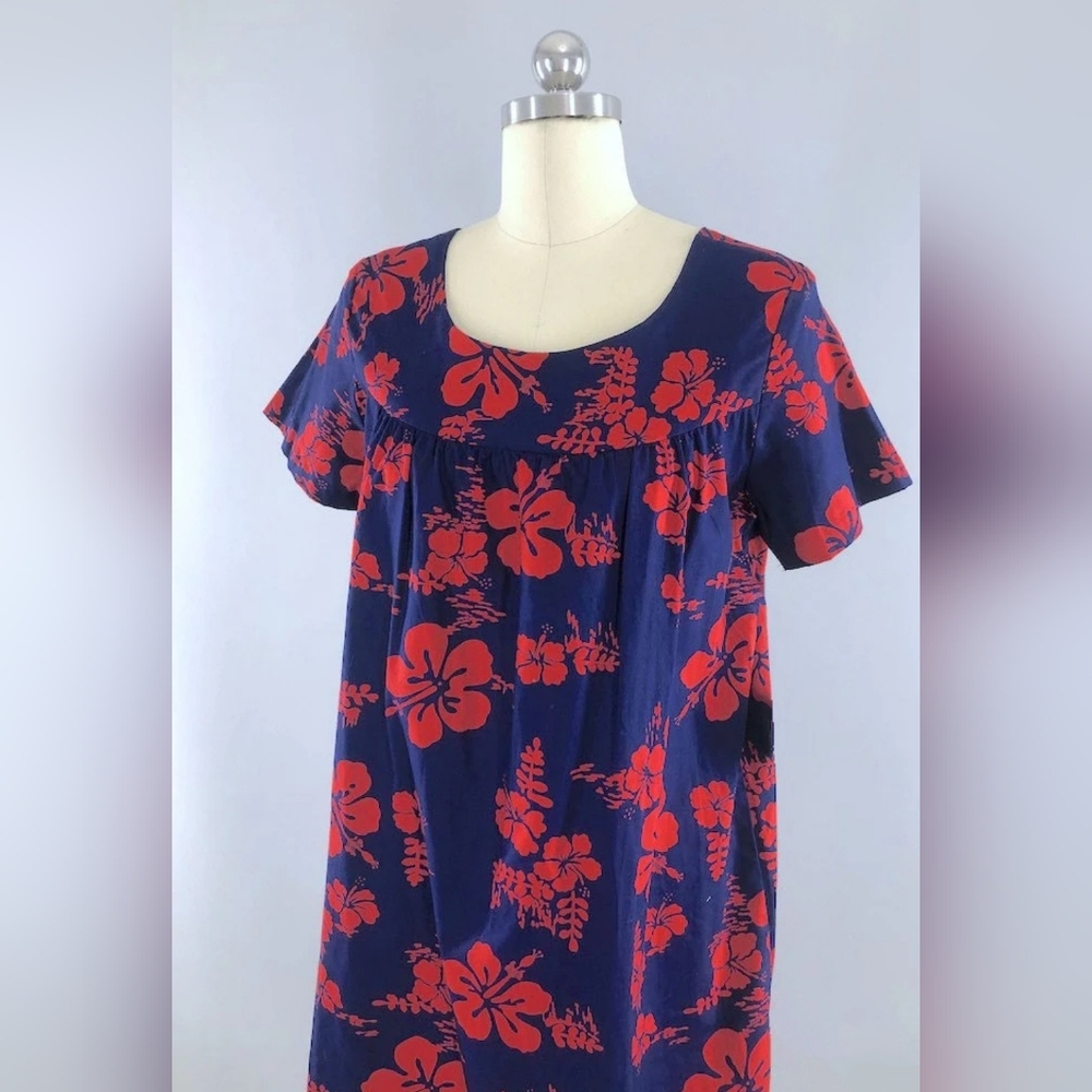 Ui Maikai Vintage Hawaiian Maxi Dress - Tropical Floral - 100% Cotton - Size L - Picture 3 of 8